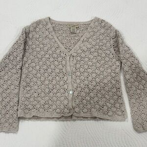 TravelSmith Taupe/Beige Crochet Cardigan